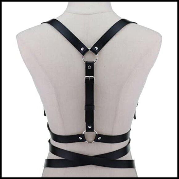 Punk Style Faux Leather Waist Harness Belt Adjustable Cincher Y2K Chic main image 5